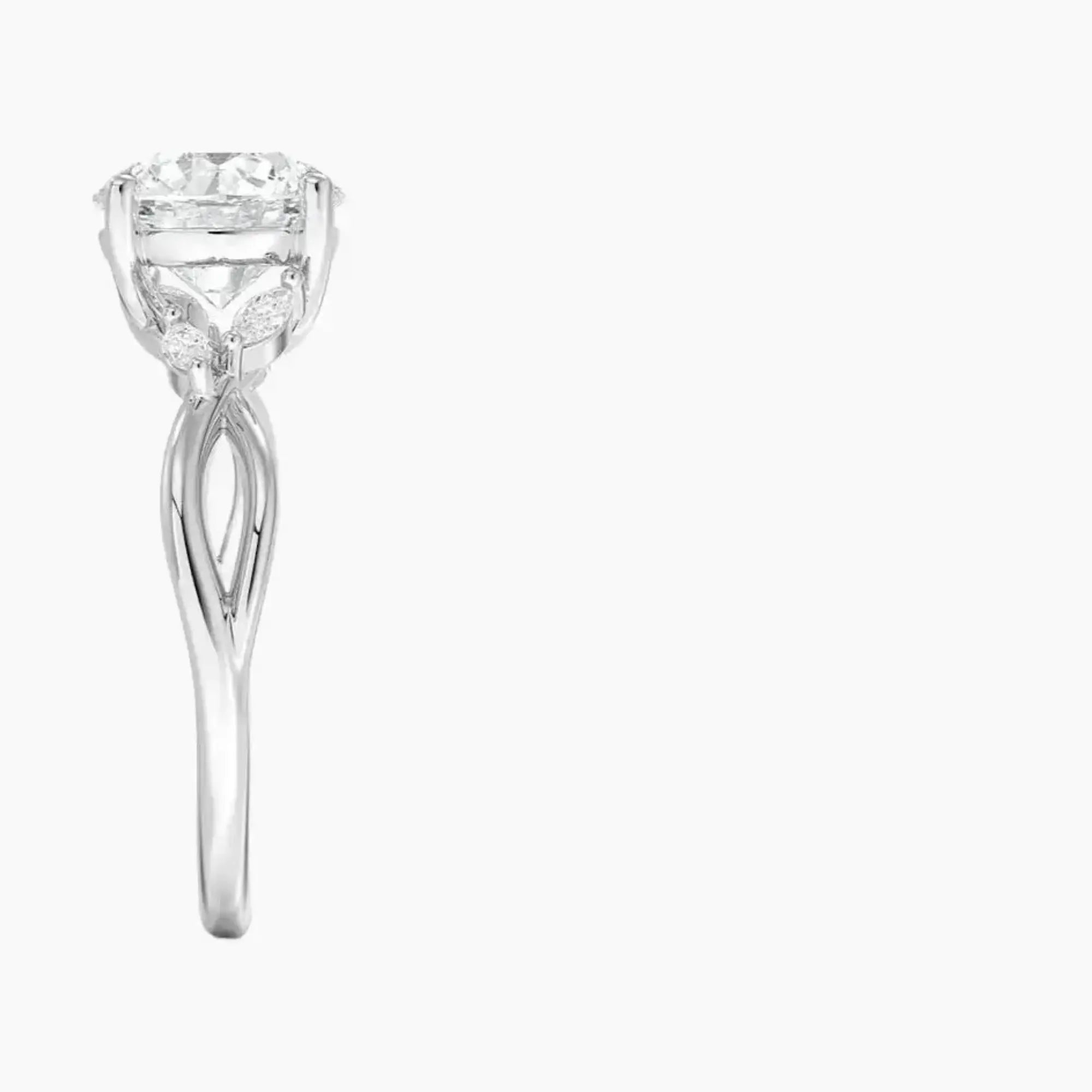 Amara Round Designer Diamond Ring Setting in 14K White Gold
