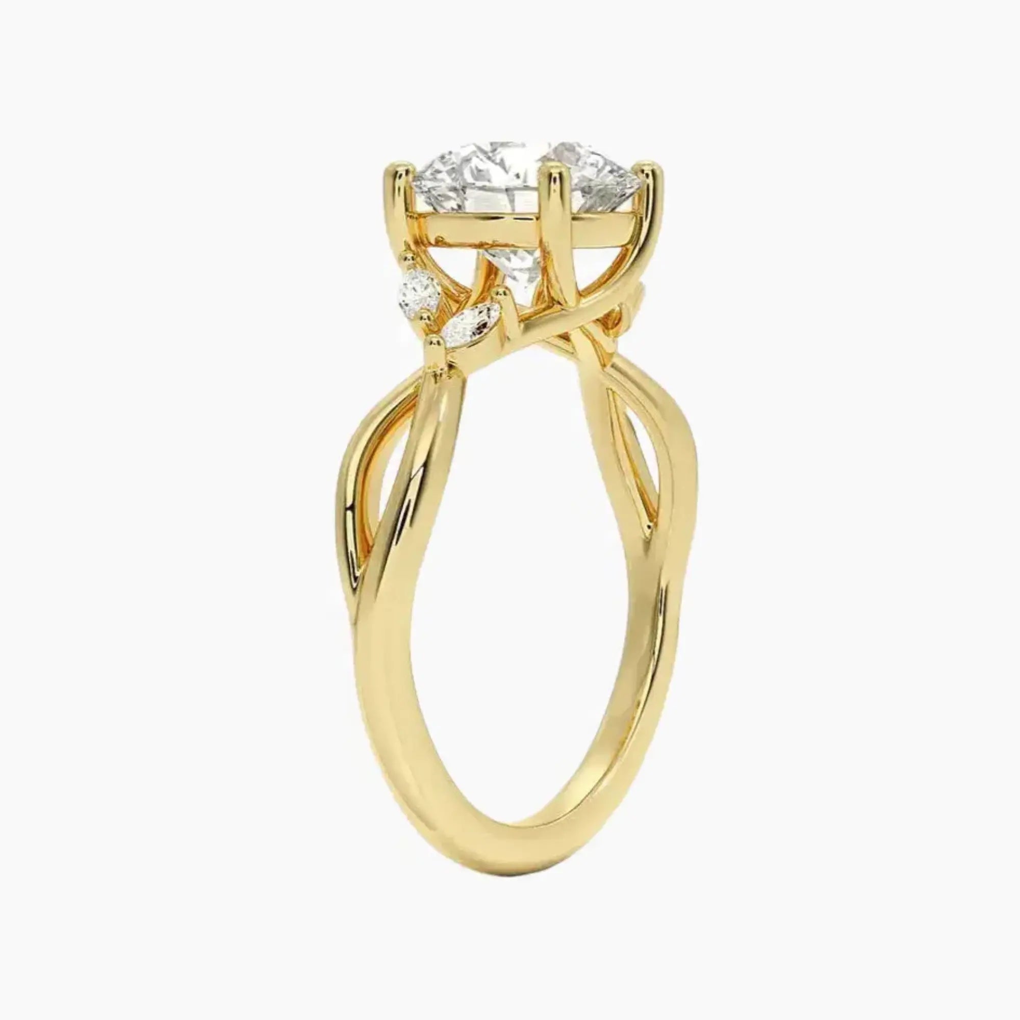 Amara Round Designer 3 Carat Lab Grown Diamond Engagement Ring in 18K Rose Gold