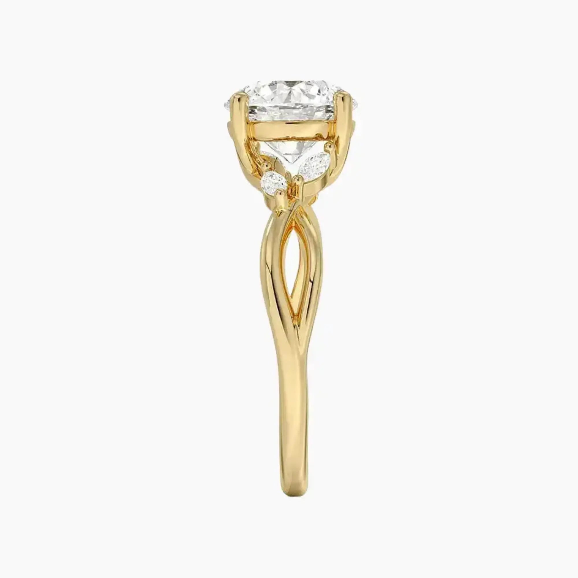 Amara Round Designer Diamond Ring Setting in 14K White Gold