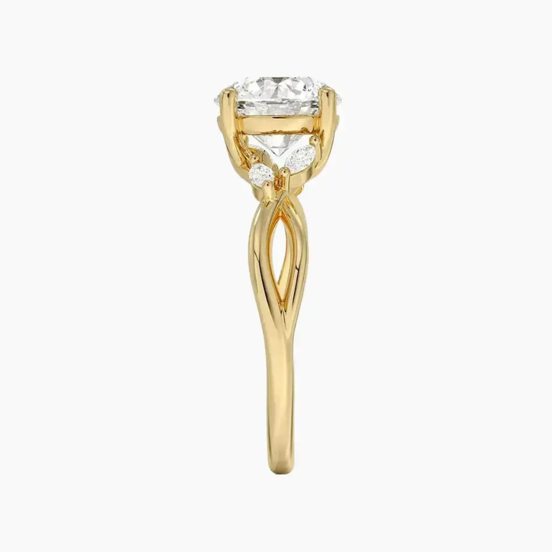 Amara Round Designer 1 Carat Lab Grown Diamond Engagement Ring in 18K Rose Gold