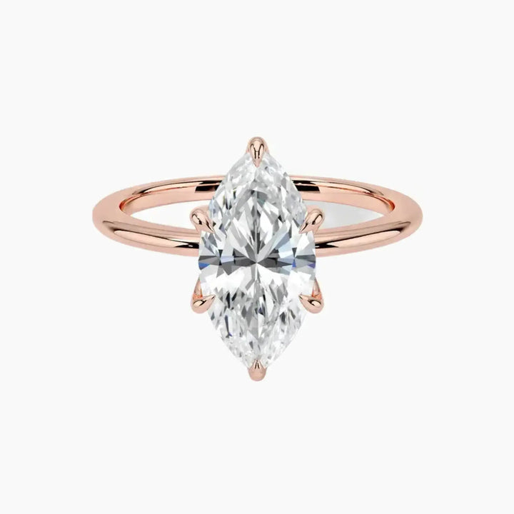 Faye Marquise Solitaire 3 Carat Lab Grown Diamond Engagement Ring in 18K Rose Gold
