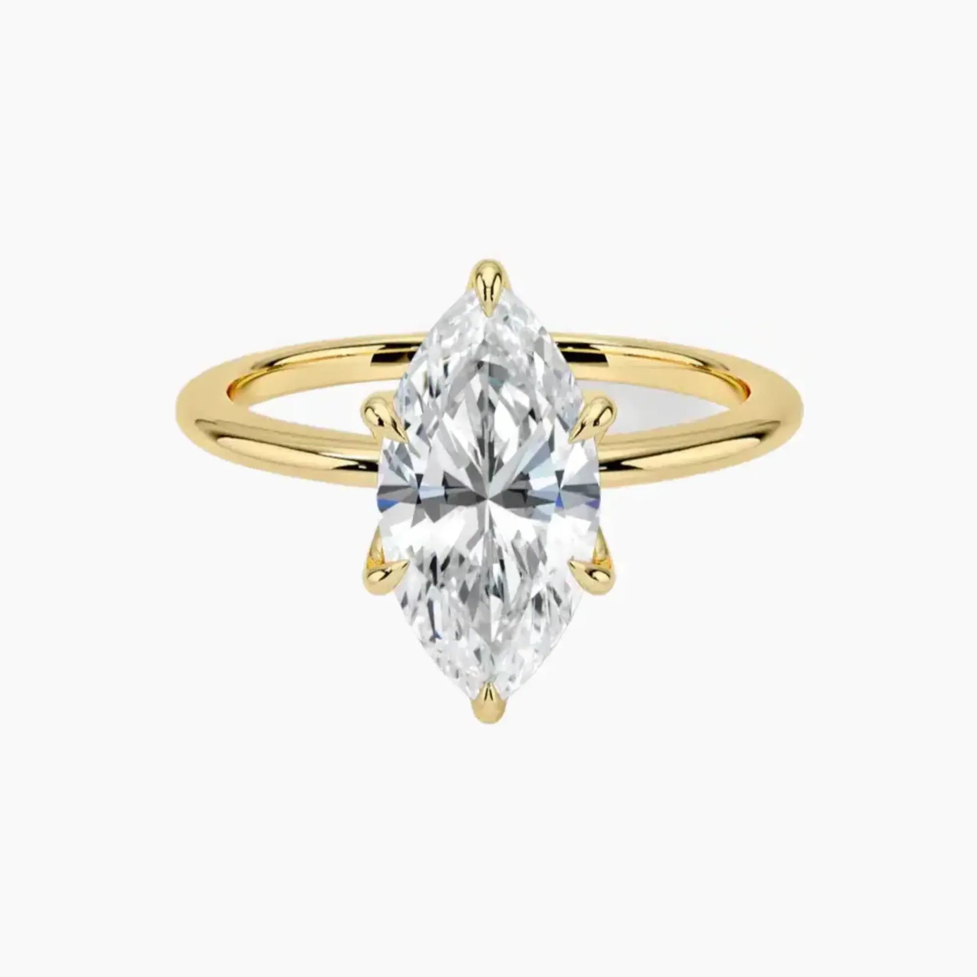 Faye Marquise Solitaire Diamond Ring Setting in 18K White Gold