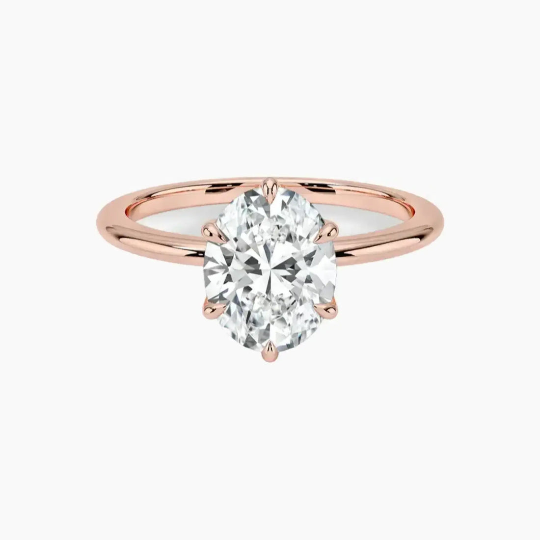 Faye Oval Solitaire 3 Carat Lab Grown Diamond Engagement Ring in 18K White Gold