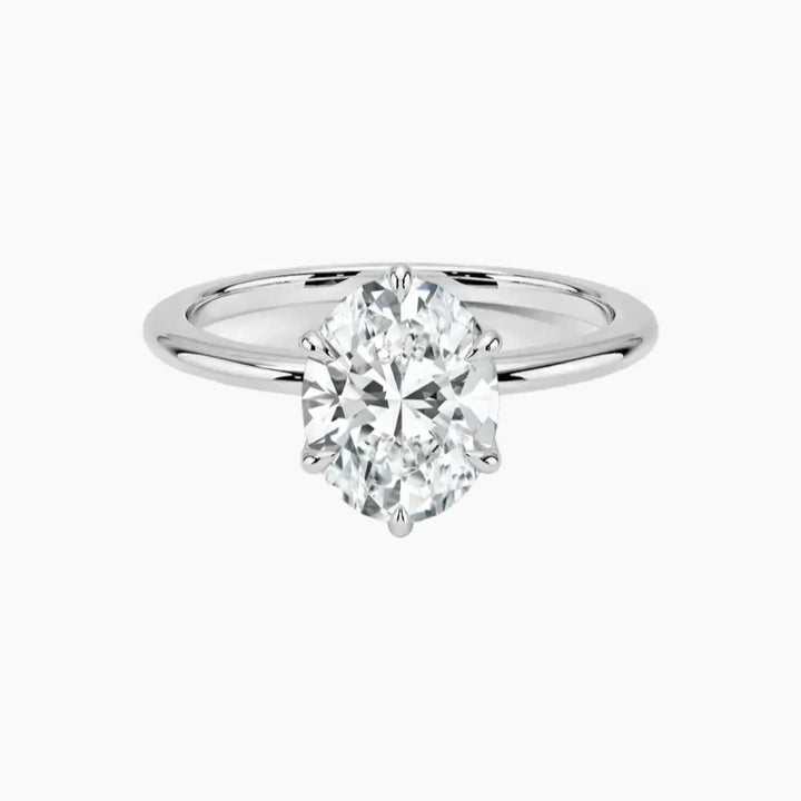 Faye Oval Solitaire 1 Carat Lab Grown Diamond Engagement Ring in 18K White Gold