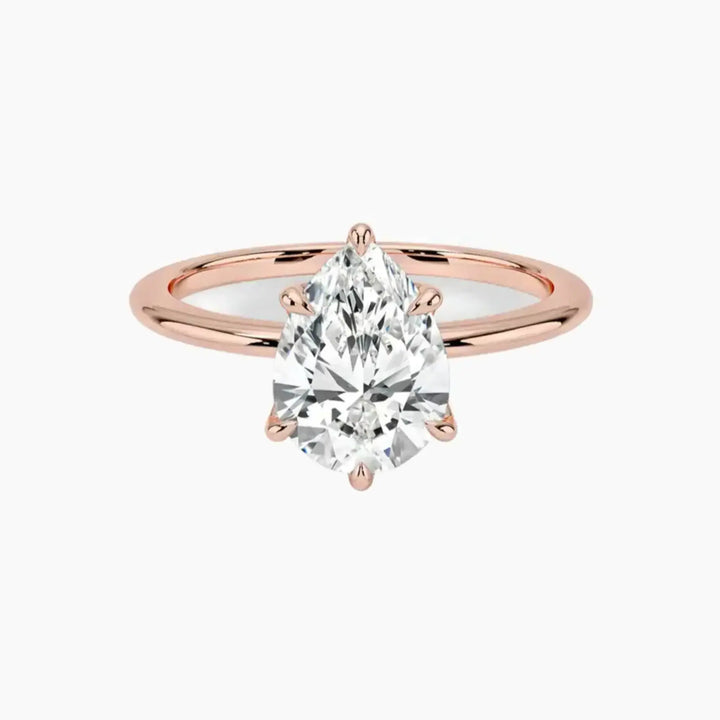 Faye Pear Solitaire 3 Carat Lab Grown Diamond Engagement Ring in 18K Rose Gold
