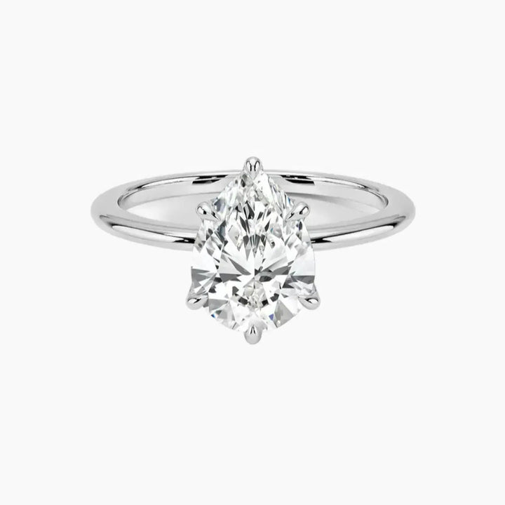 Faye Pear Solitaire 2 Carat Lab Grown Diamond Engagement Ring in 14K White Gold