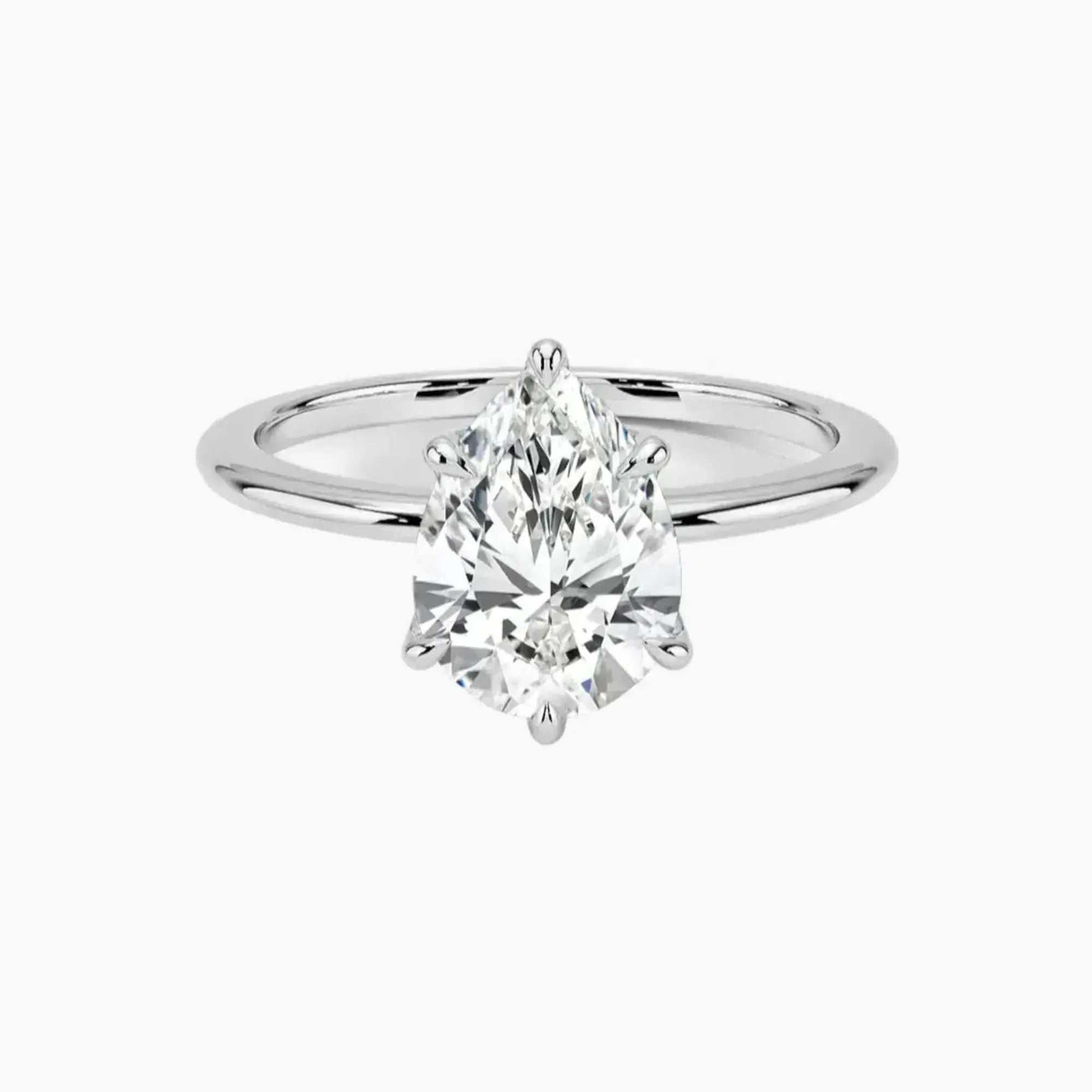 Faye Pear Solitaire 2 Carat Lab Grown Diamond Engagement Ring in 18K Yellow Gold