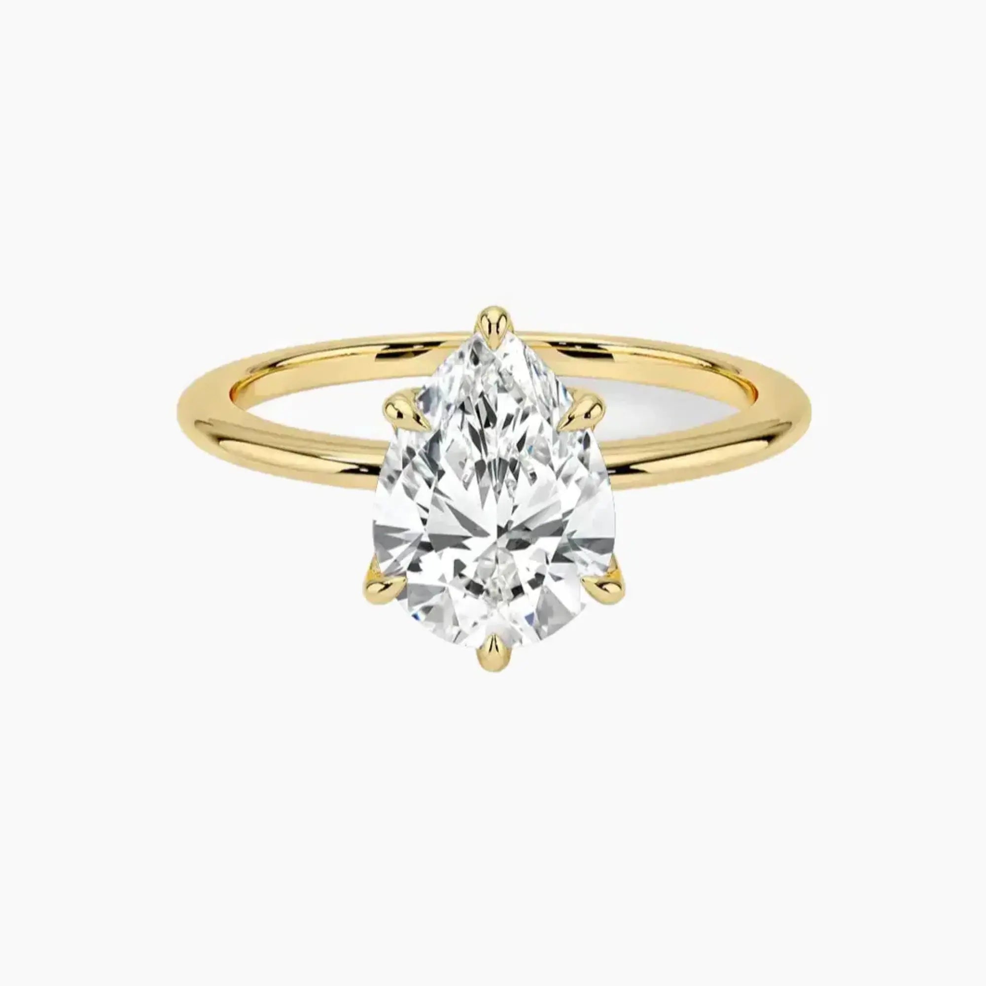 Faye Pear Solitaire 3 Carat Lab Grown Diamond Engagement Ring in 14K Rose Gold