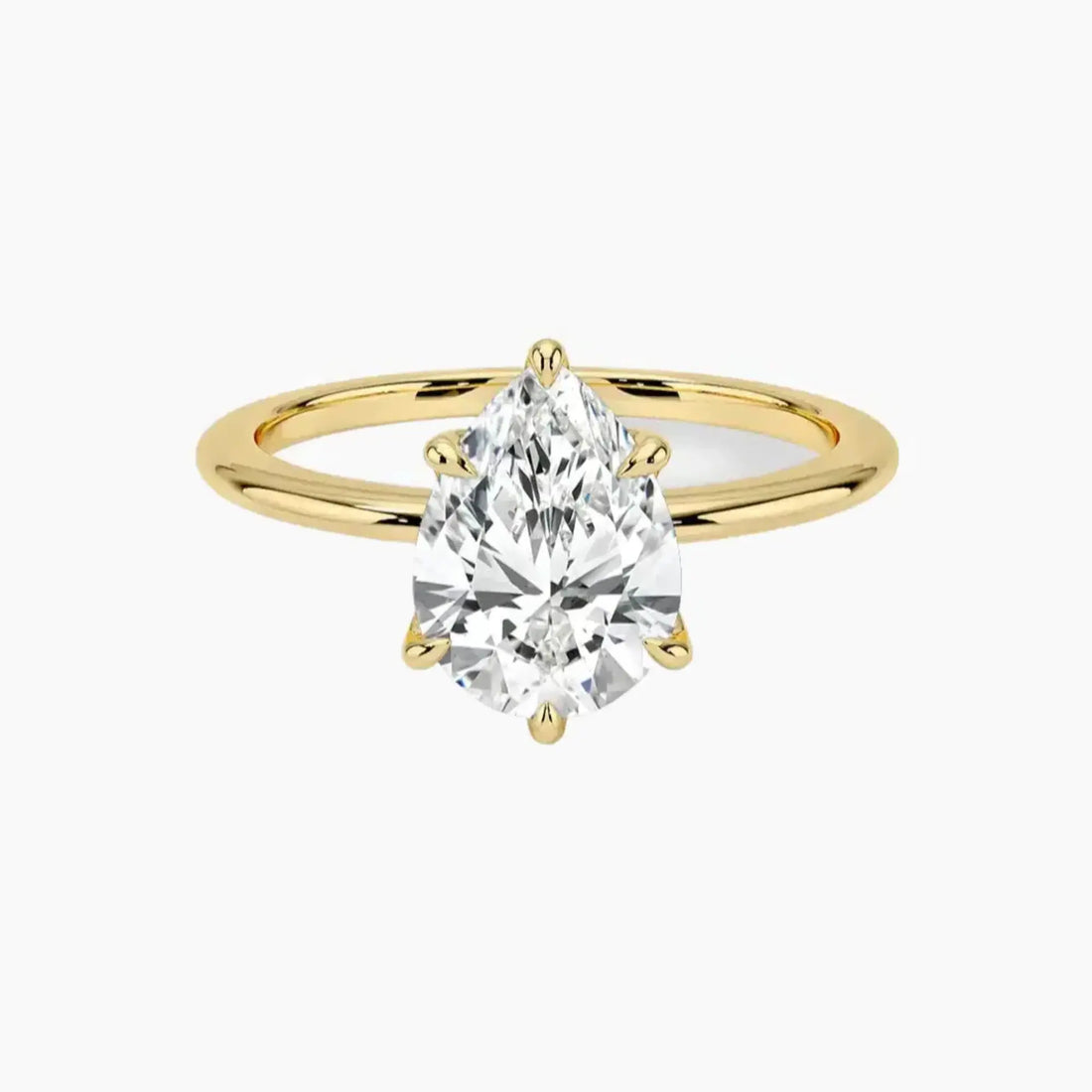 Faye Pear Solitaire 3 Carat Lab Grown Diamond Engagement Ring in 18K White Gold