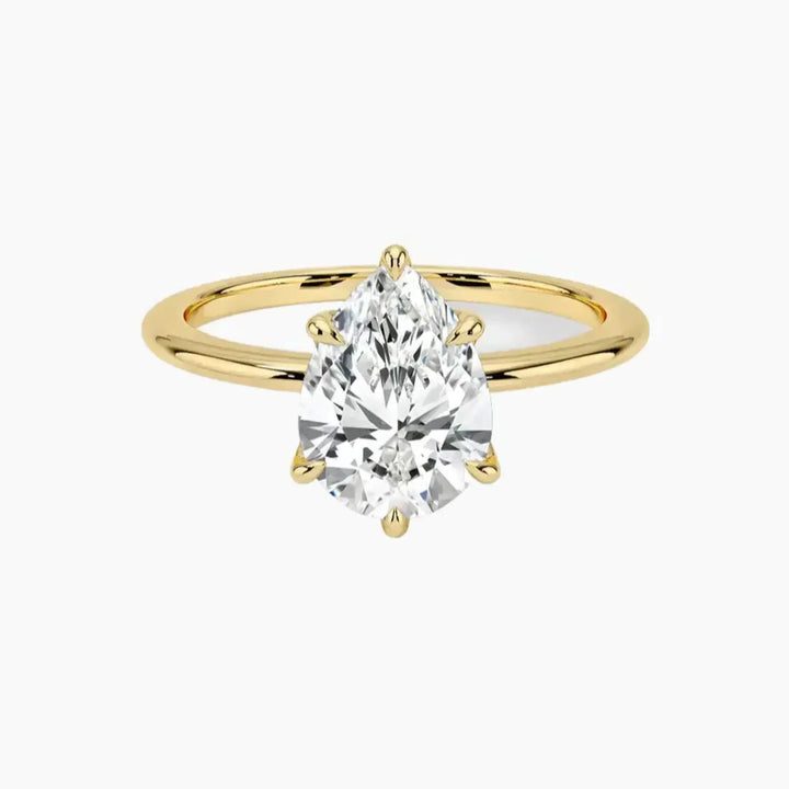 Faye Pear Solitaire 1.5 Carat Lab Grown Diamond Engagement Ring in 14K Yellow Gold