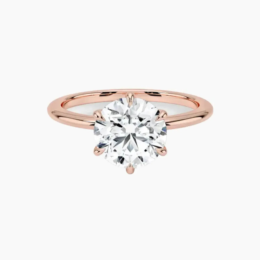 Faye Round Solitaire 2 Carat Lab Grown Diamond Engagement Ring in 14K Rose Gold