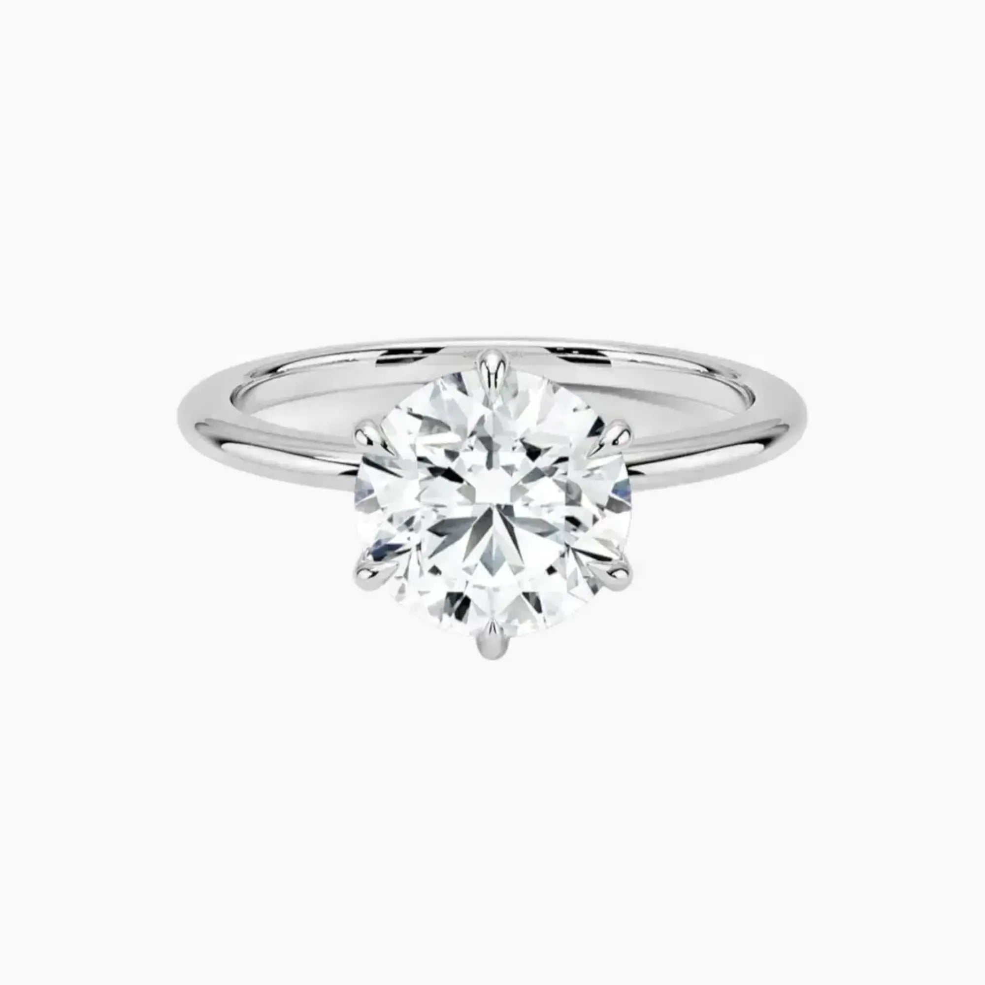 Faye Round Solitaire 2 Carat Lab Grown Diamond Engagement Ring in 14K White Gold