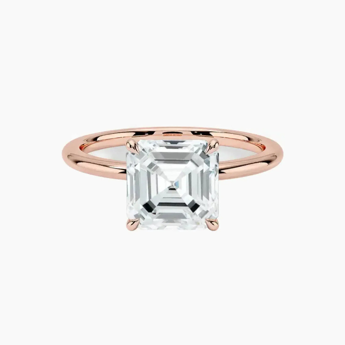 Brielle Asscher Solitaire 3 Carat Lab Grown Diamond Engagement Ring in 18K Yellow Gold