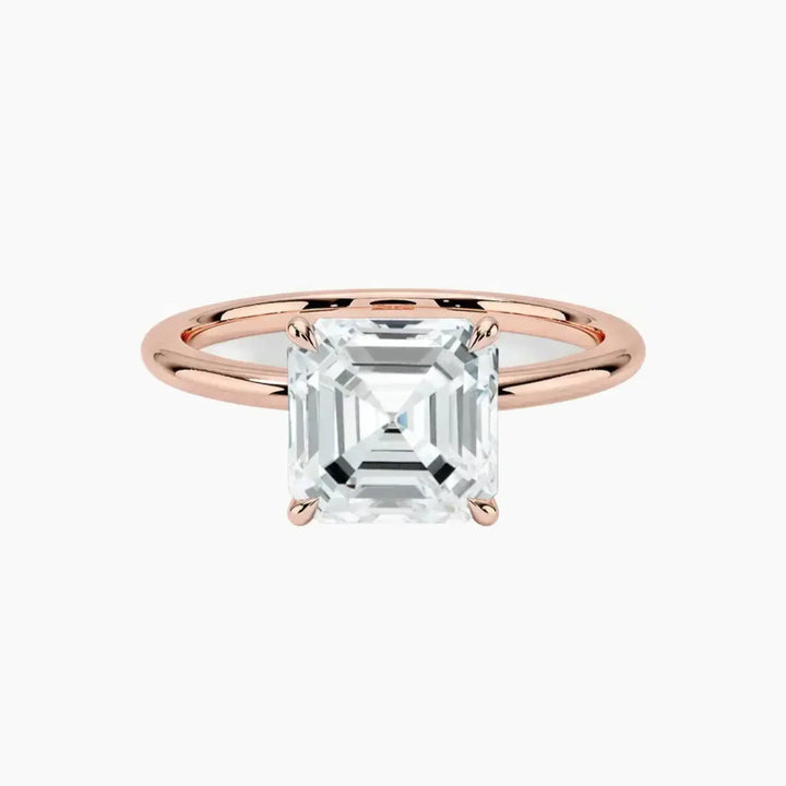Brielle Asscher Solitaire 3 Carat Lab Grown Diamond Engagement Ring in 18K Rose Gold