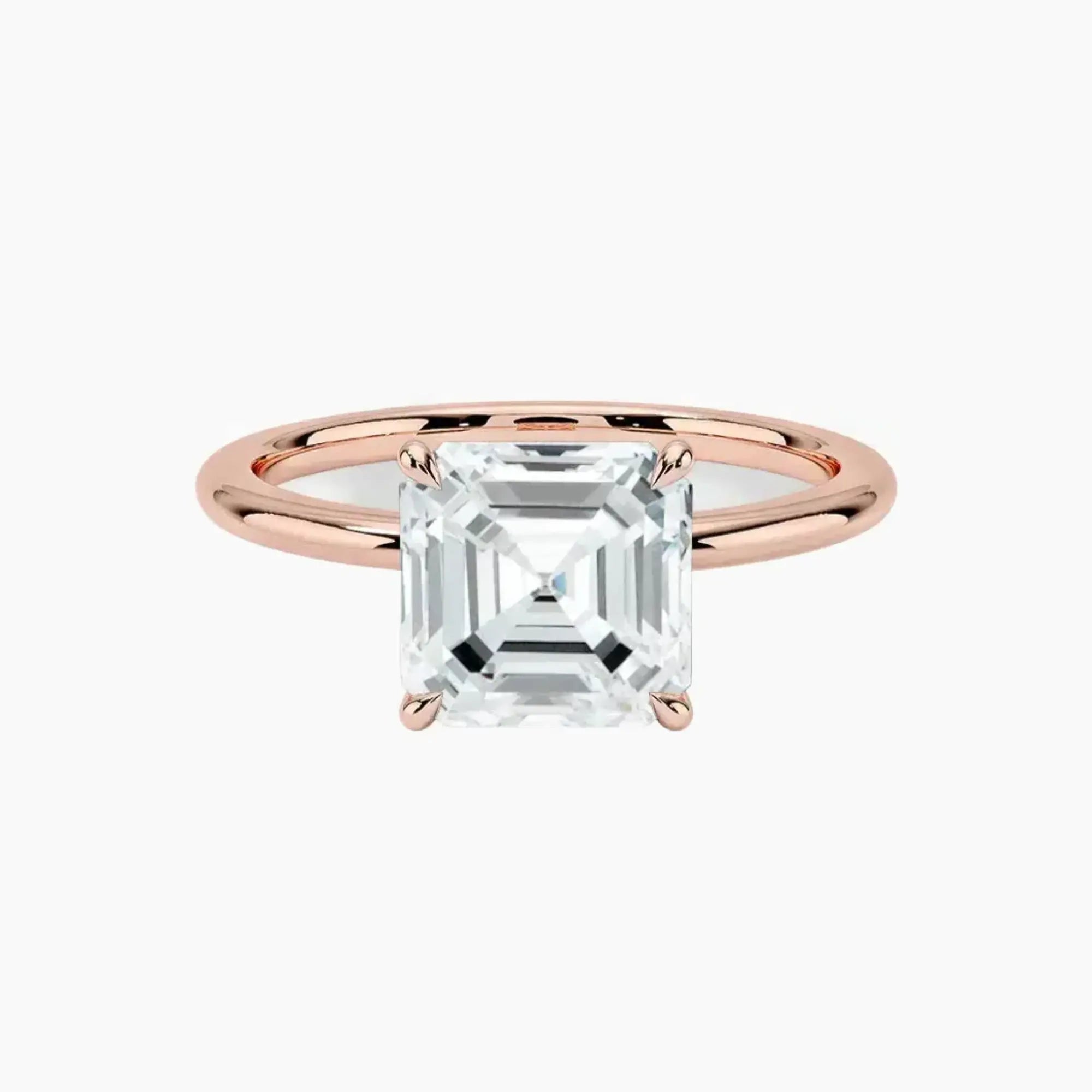 Brielle Asscher Solitaire 2 Carat Lab Grown Diamond Engagement Ring in 18K White Gold