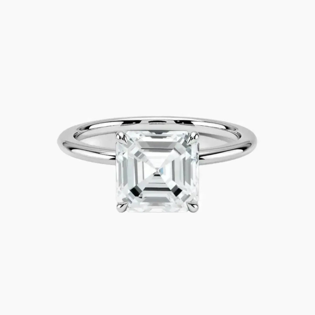 Brielle Asscher Solitaire 3 Carat Lab Grown Diamond Engagement Ring in 14K White Gold