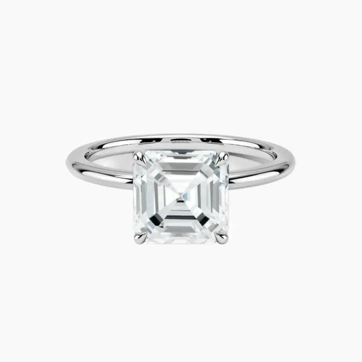 Brielle Asscher Solitaire 2.5 Carat Lab Grown Diamond Engagement Ring in 18K White Gold