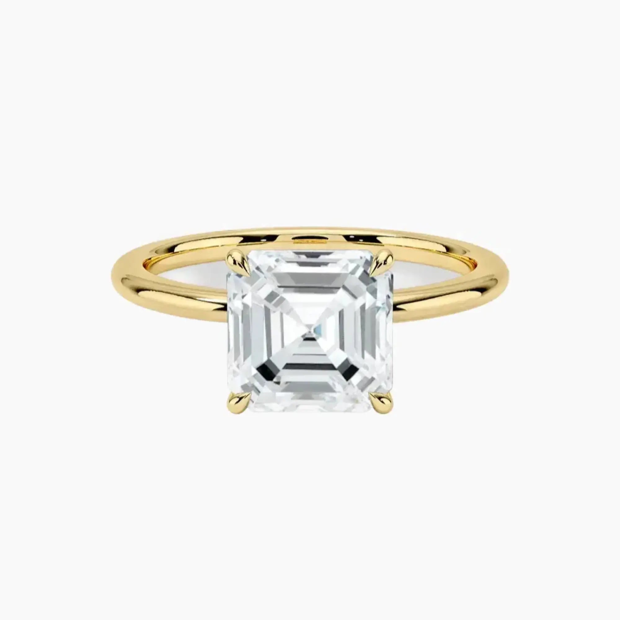 Brielle Asscher Solitaire 3 Carat Lab Grown Diamond Engagement Ring in 18K Yellow Gold