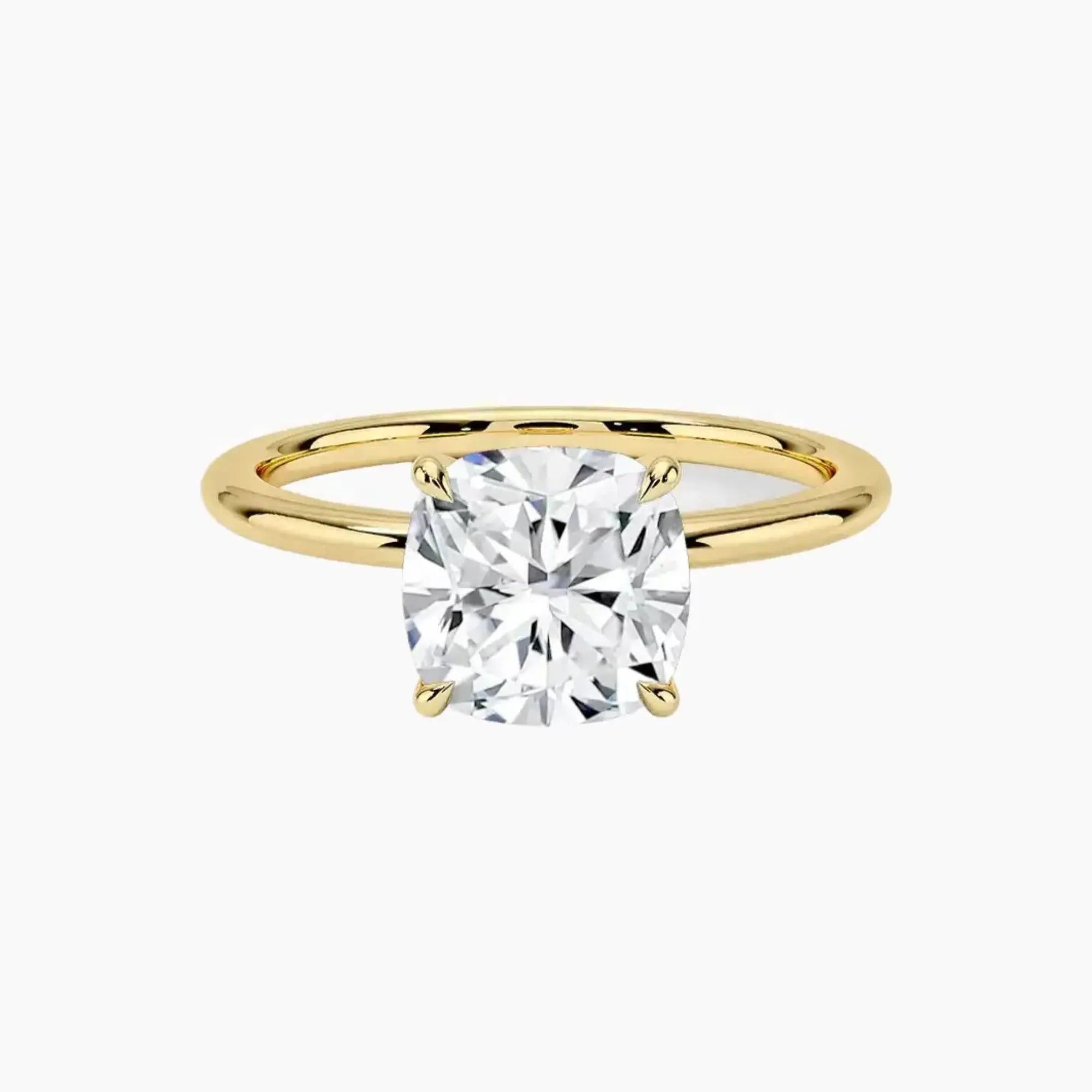 Brielle Cushion Solitaire 3 Carat Lab Grown Diamond Engagement Ring in 18K Yellow Gold