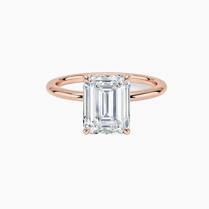Brielle Emerald Solitaire 3 Carat Lab Grown Diamond Engagement Ring in 14K Rose Gold