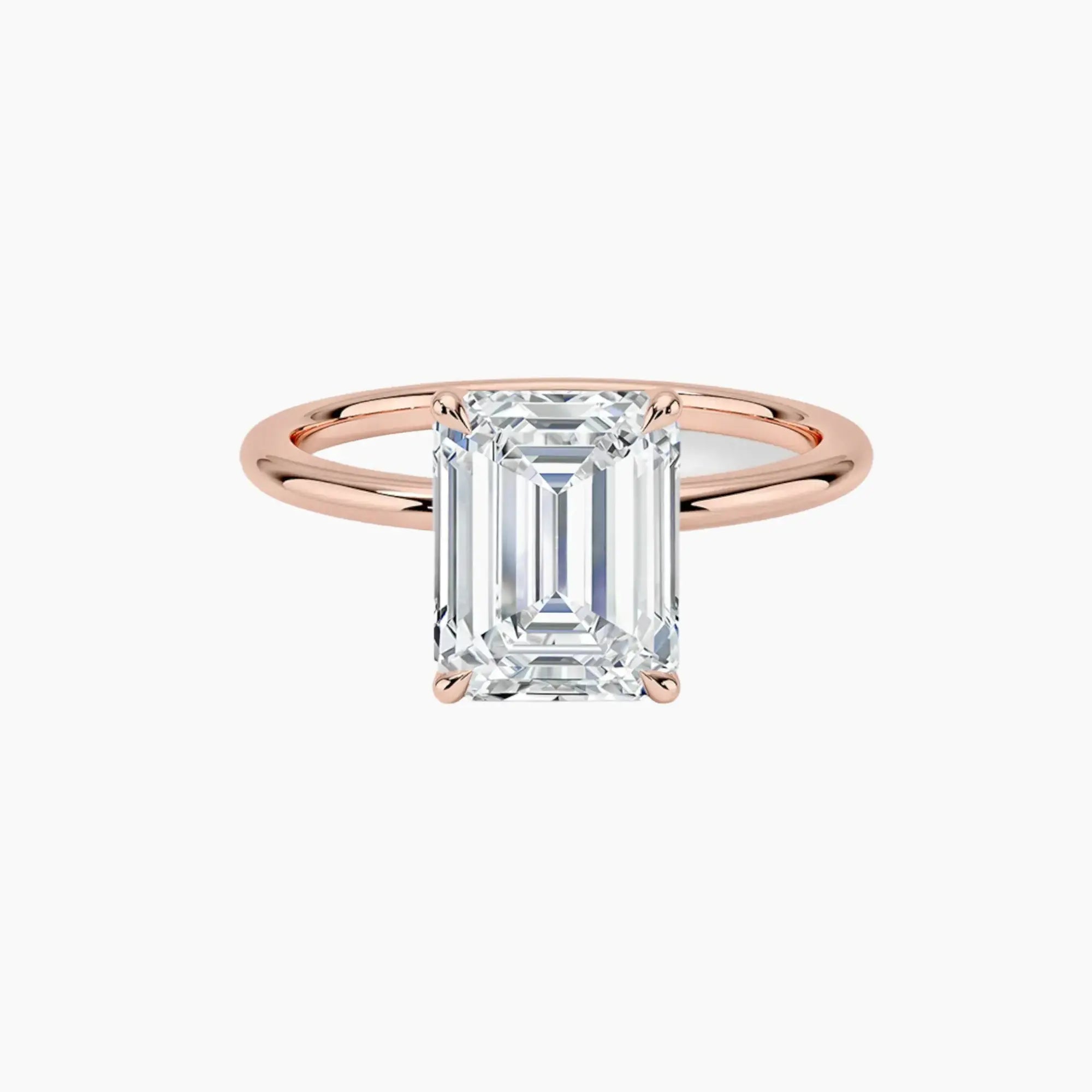 Brielle Emerald Solitaire 2 Carat Lab Grown Diamond Engagement Ring in 14K White Gold