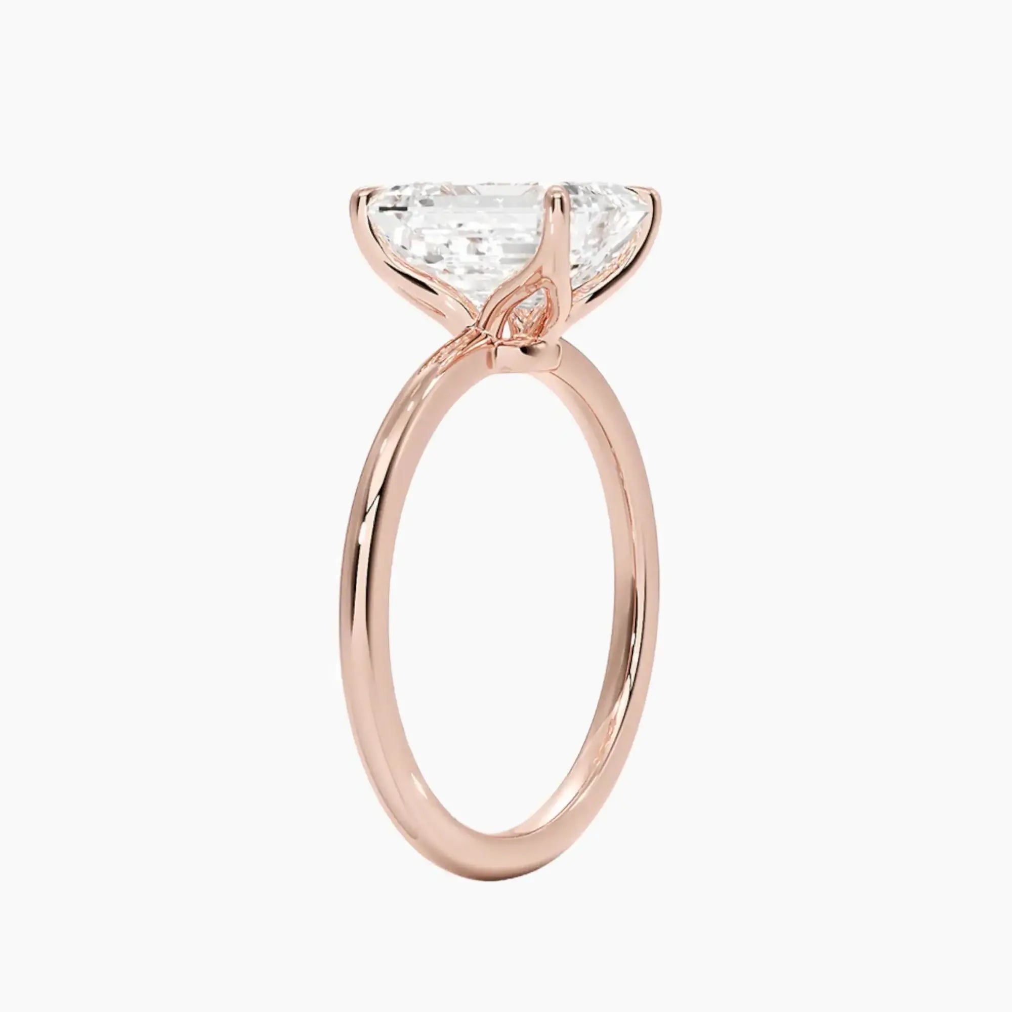 Brielle Emerald Solitaire 1 Carat Lab Grown Diamond Engagement Ring in 18K White Gold