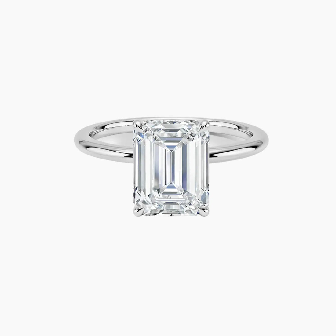 Brielle Emerald Solitaire Diamond Ring Setting in 18K White Gold