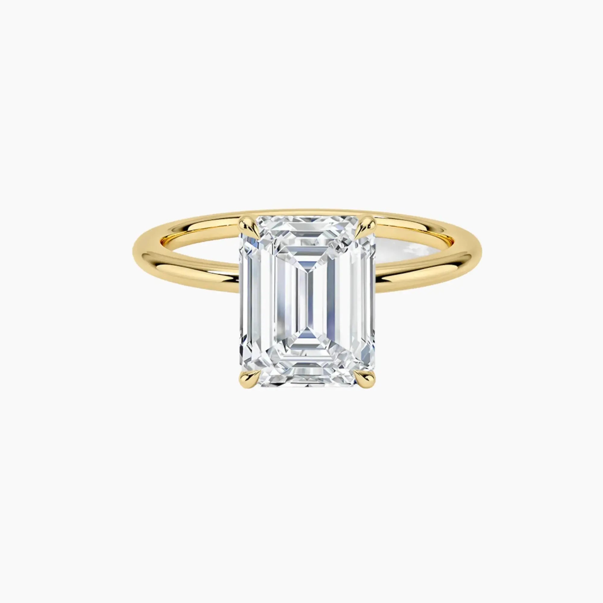Brielle Emerald Solitaire Diamond Ring Setting in 18K Yellow Gold