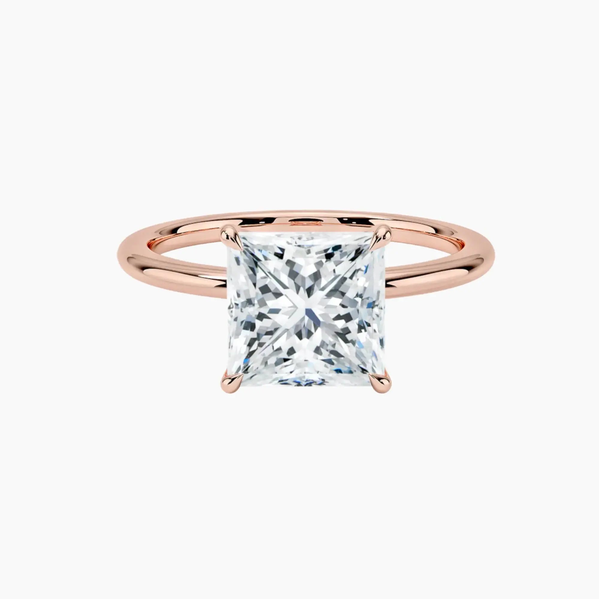 Brielle Princess Solitaire 2 Carat Lab Grown Diamond Engagement Ring in 18K Yellow Gold