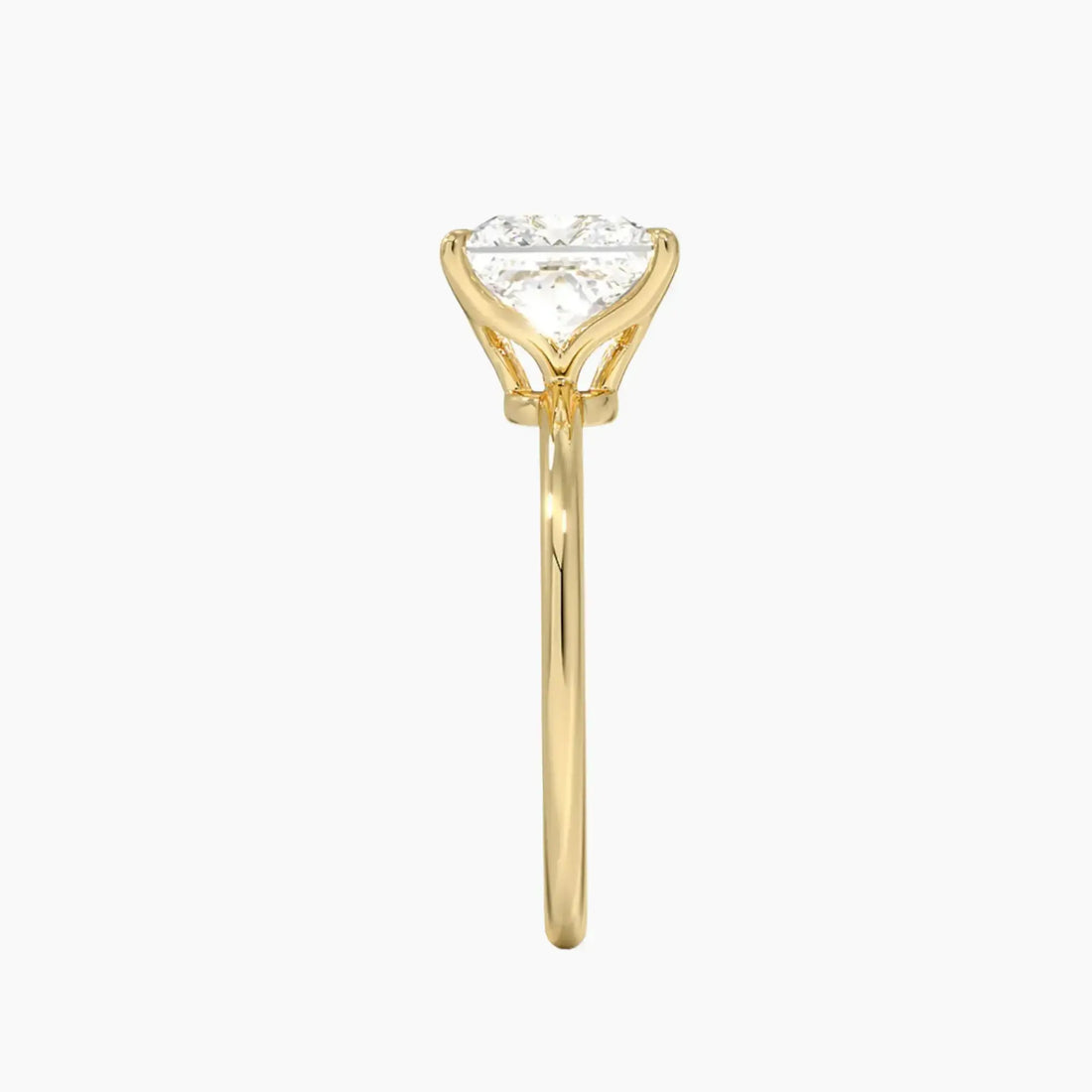 Brielle Princess Solitaire Diamond Ring Setting in 18K Yellow Gold