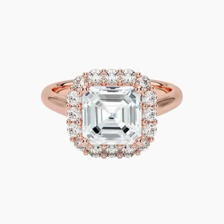 Fiora Asscher Designer 1 Carat Lab Grown Diamond Engagement Ring in 14K Rose Gold