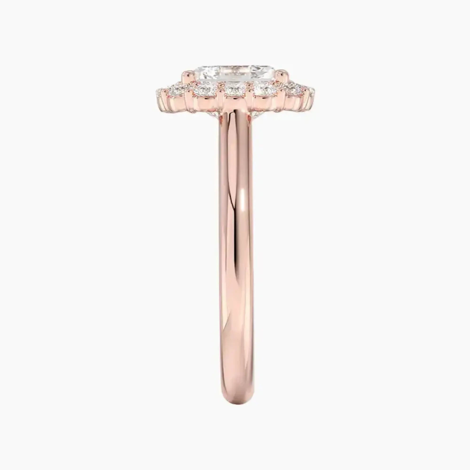 Fiora Asscher Designer Diamond Ring Setting in 14K Rose Gold