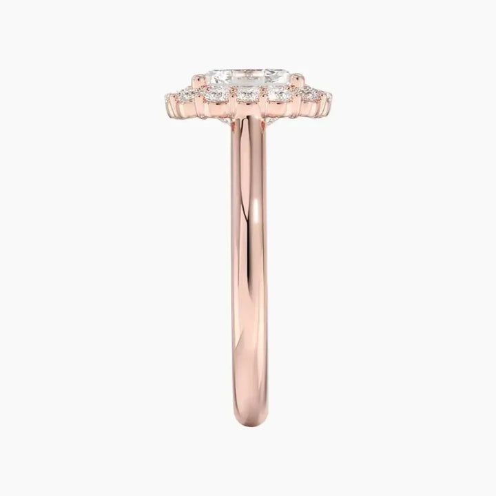 Fiora Asscher Designer 1 Carat Lab Grown Diamond Engagement Ring in 18K White Gold
