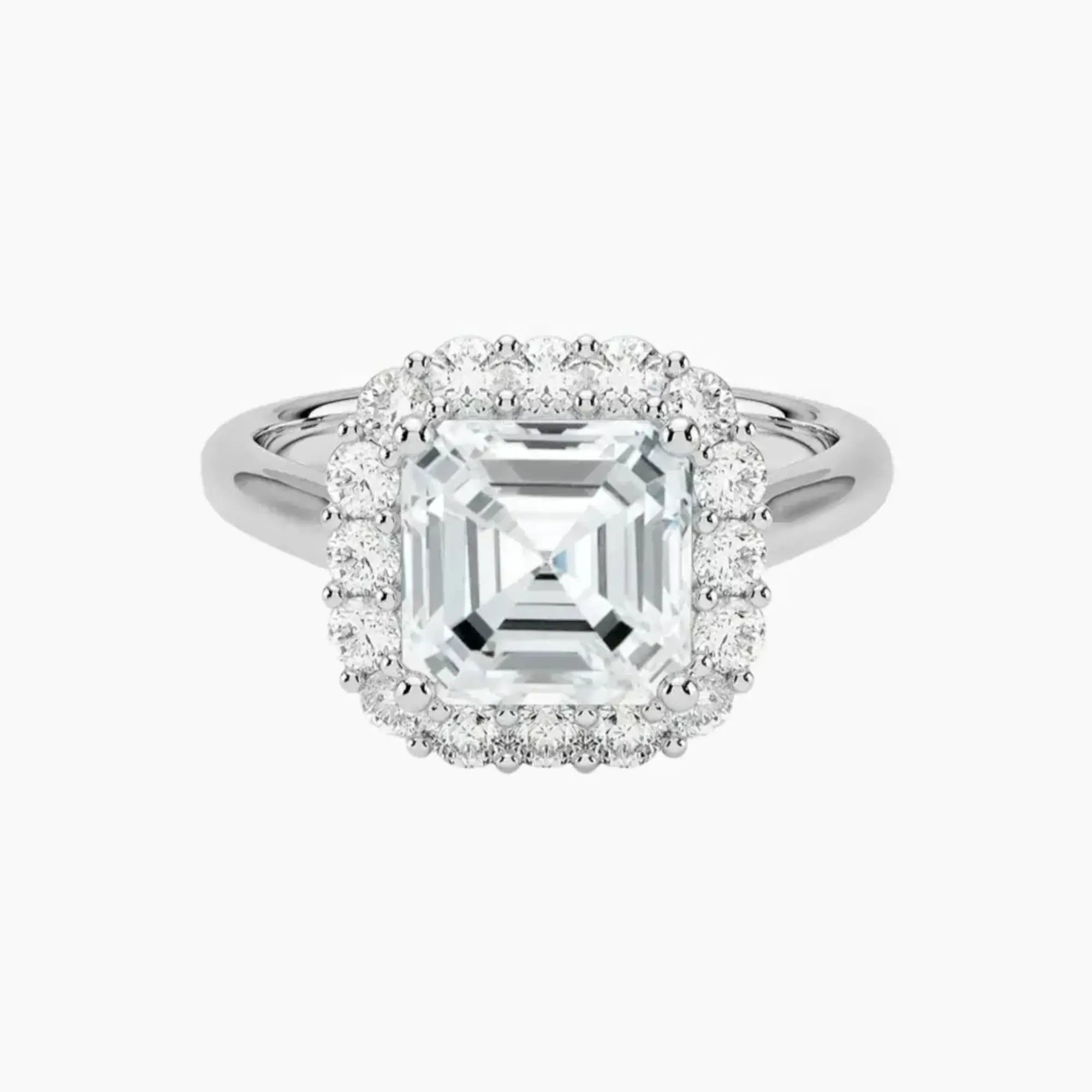 Fiora Asscher Designer Diamond Ring Setting in 18K Rose Gold