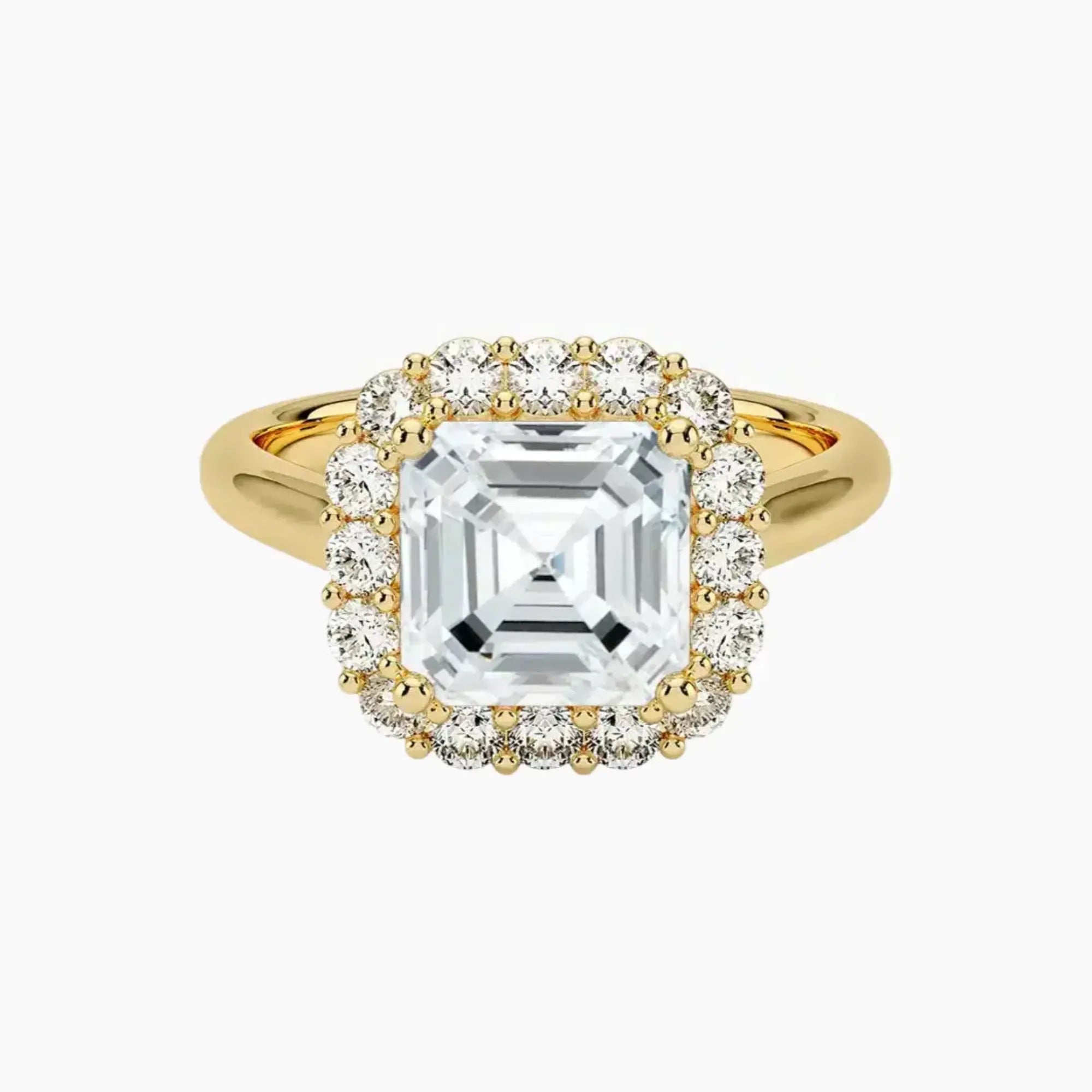 Fiora Asscher Designer 2.5 Carat Lab Grown Diamond Engagement Ring in 14K Yellow Gold
