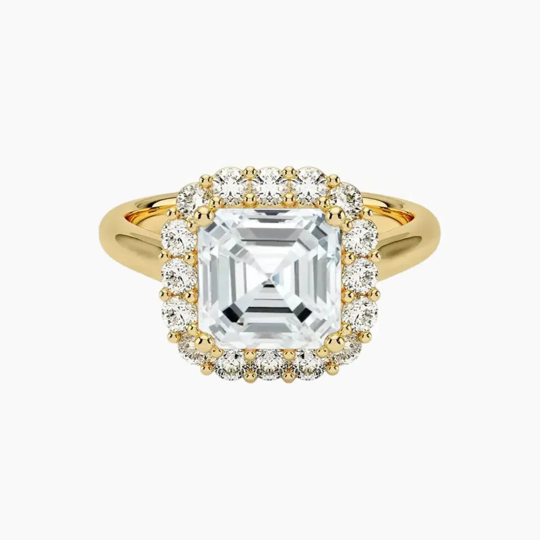 Fiora Asscher Designer 2 Carat Lab Grown Diamond Engagement Ring in 18K Rose Gold