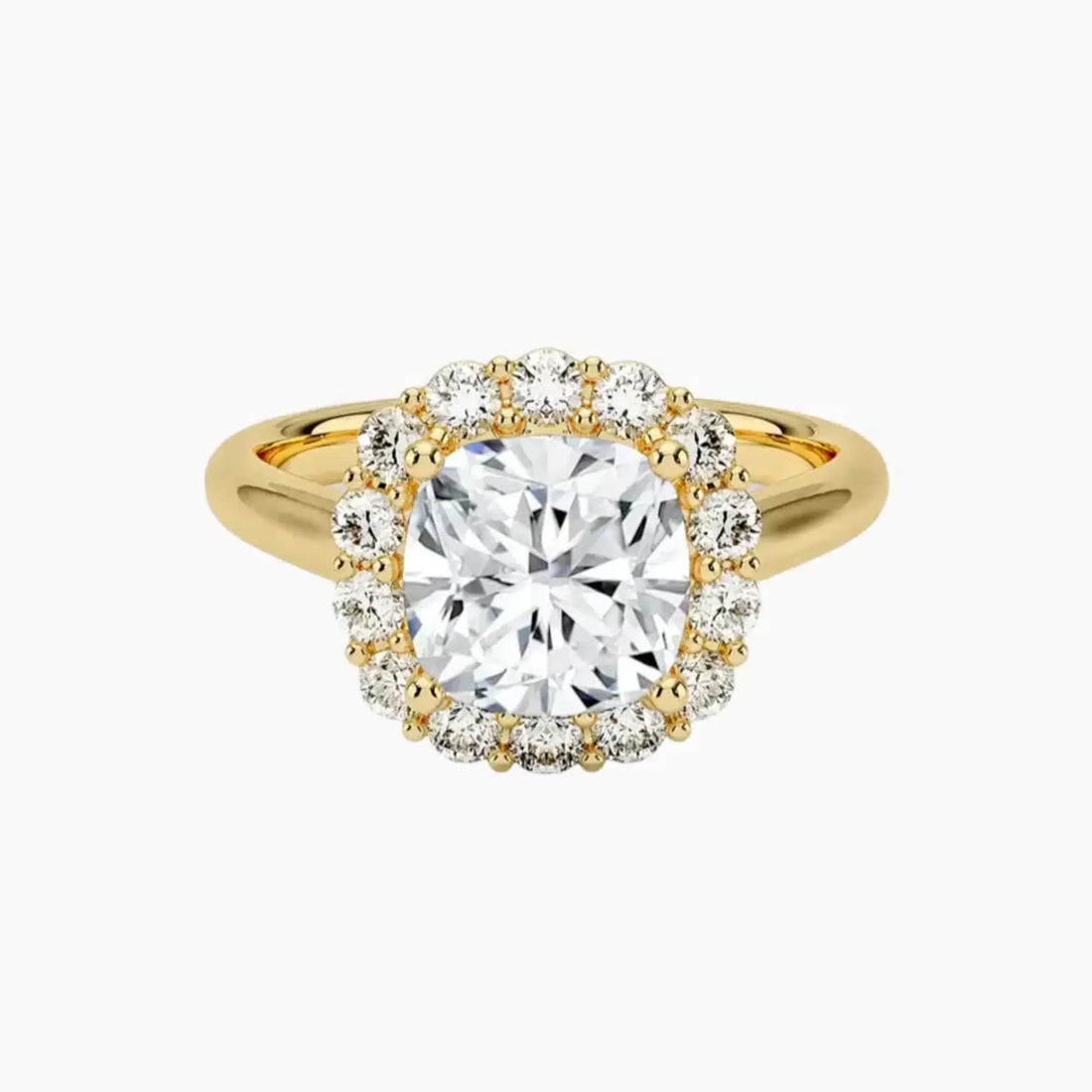 Fiora Cushion Designer 1 Carat Lab Grown Diamond Engagement Ring in 18K White Gold