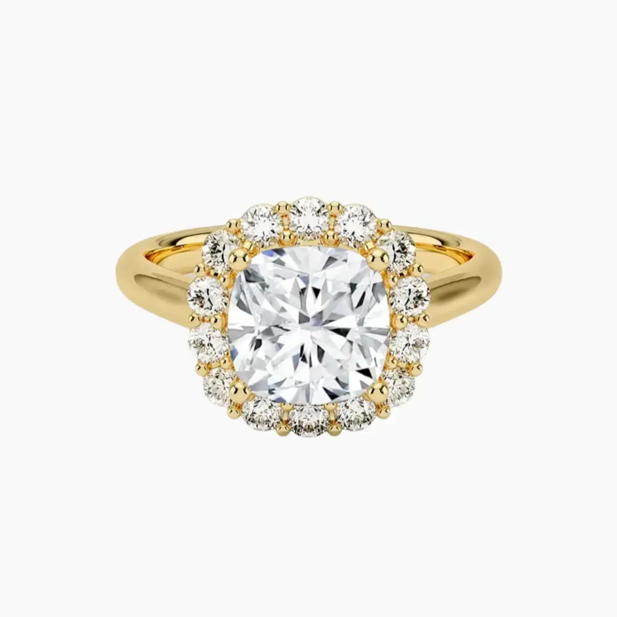 Fiora Cushion Designer 3 Carat Lab Grown Diamond Engagement Ring in 18K White Gold