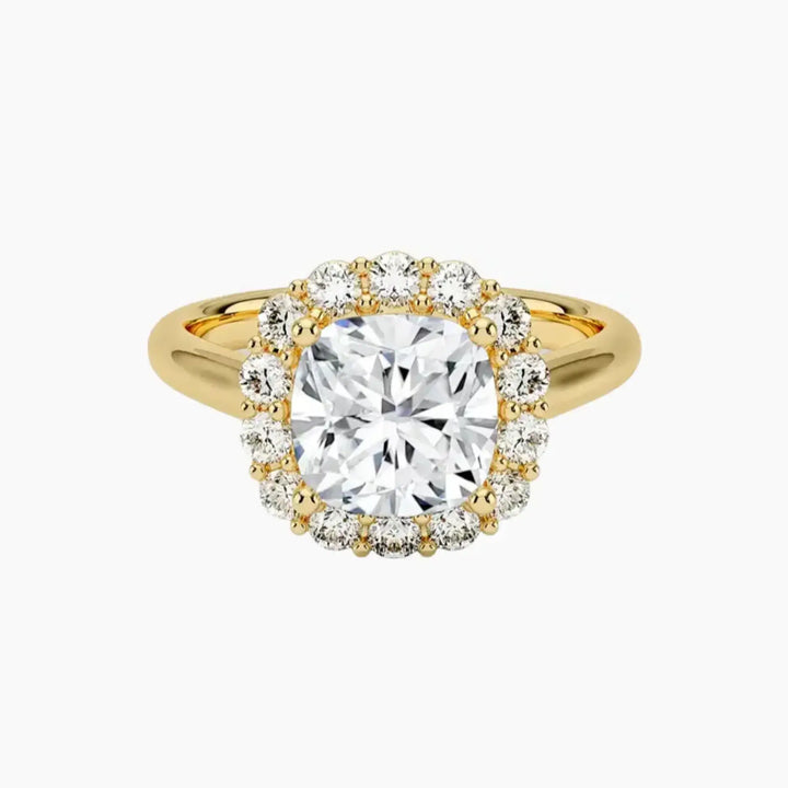 Fiora Cushion Designer 1.5 Carat Lab Grown Diamond Engagement Ring in 14K Yellow Gold