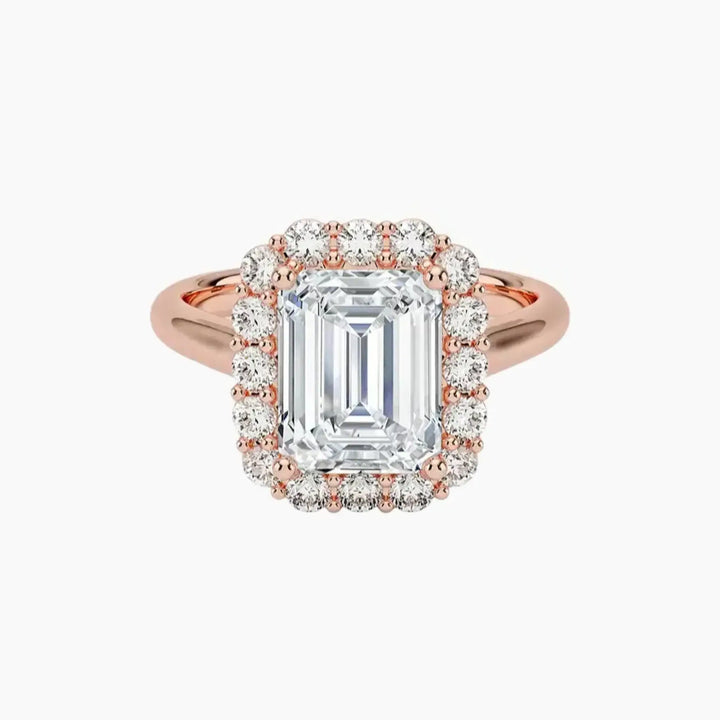 Fiora Emerald Designer 2.5 Carat Lab Grown Diamond Engagement Ring in 18K Rose Gold