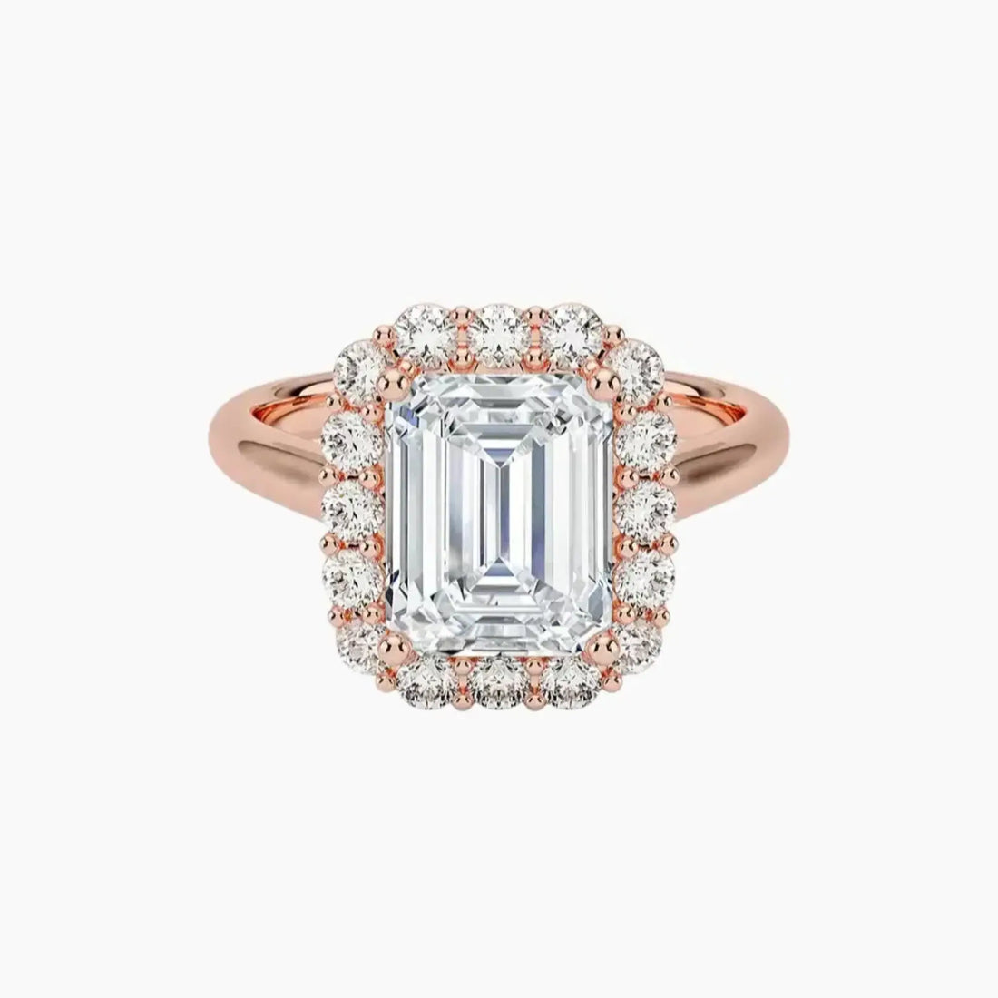 Fiora Emerald Designer 2.5 Carat Lab Grown Diamond Engagement Ring in 14K Rose Gold