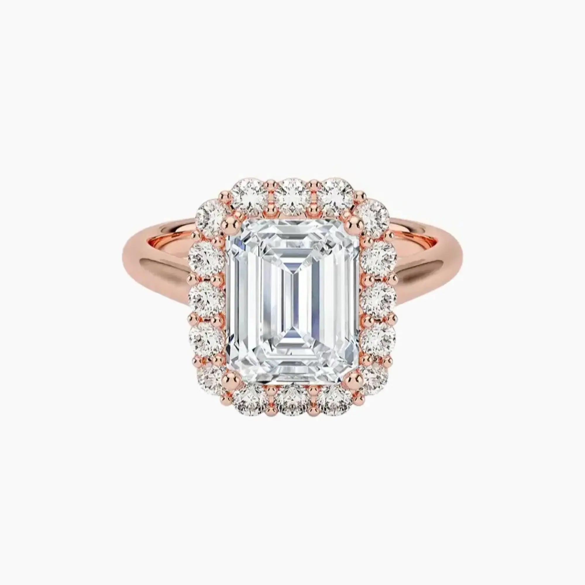 Fiora Emerald Designer 3 Carat Lab Grown Diamond Engagement Ring in 18K White Gold