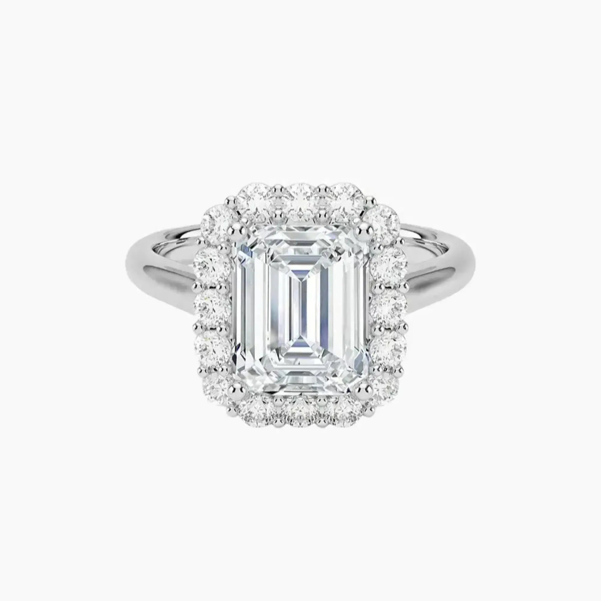 Fiora Emerald Designer 2 Carat Lab Grown Diamond Engagement Ring in 18K White Gold
