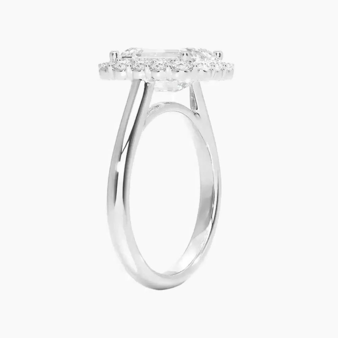 Fiora Emerald Designer 1 Carat Lab Grown Diamond Engagement Ring in 18K White Gold