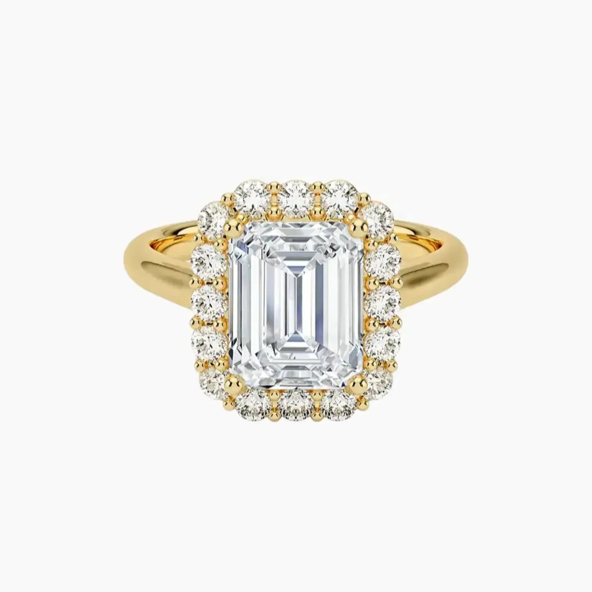 Fiora Emerald Designer 1 Carat Lab Grown Diamond Engagement Ring in 18K White Gold