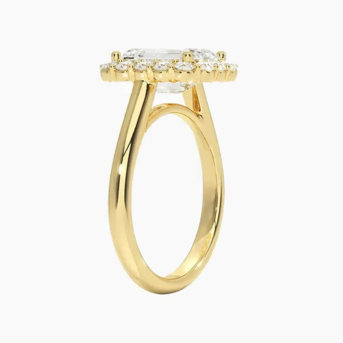 Fiora Emerald Designer 2 Carat Lab Grown Diamond Engagement Ring in 14K Yellow Gold