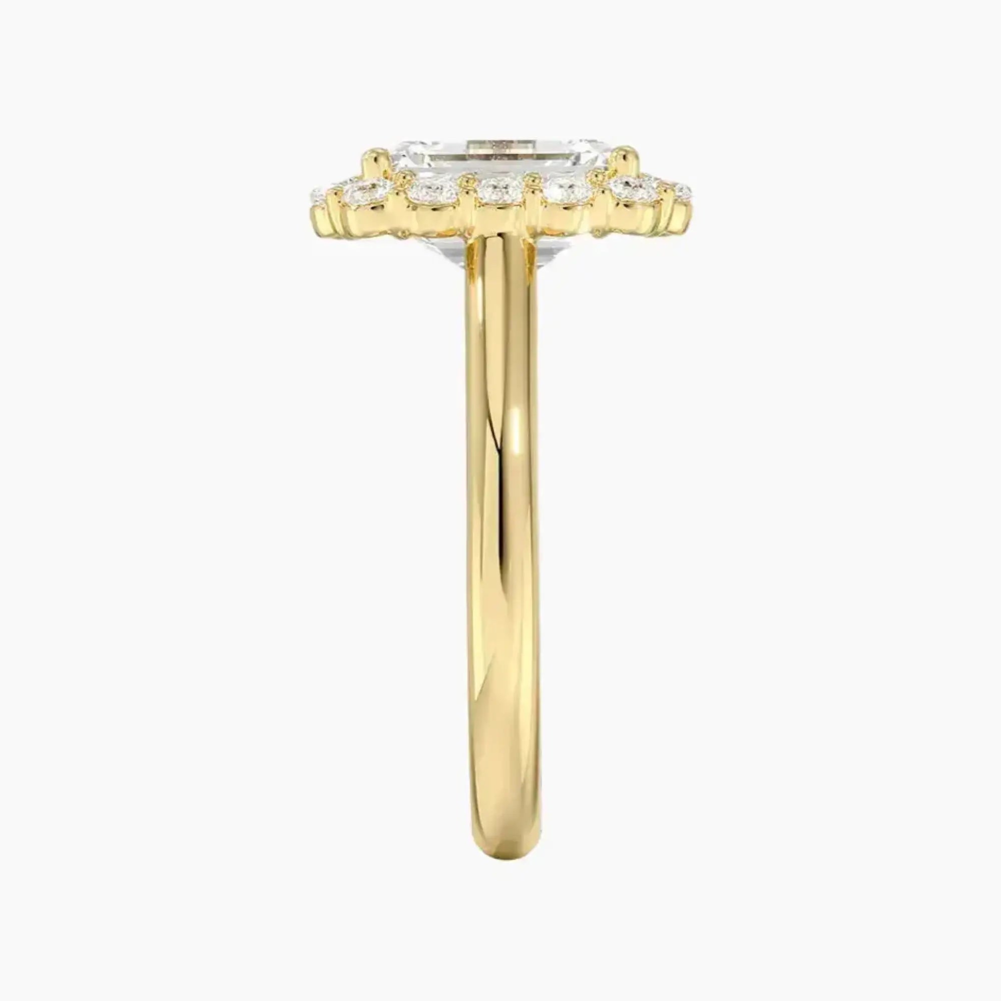 Fiora Emerald Designer 3 Carat Lab Grown Diamond Engagement Ring in 18K Yellow Gold