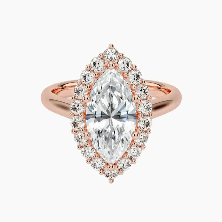 Fiora Marquise Designer 1.5 Carat Lab Grown Diamond Engagement Ring in 18K Rose Gold