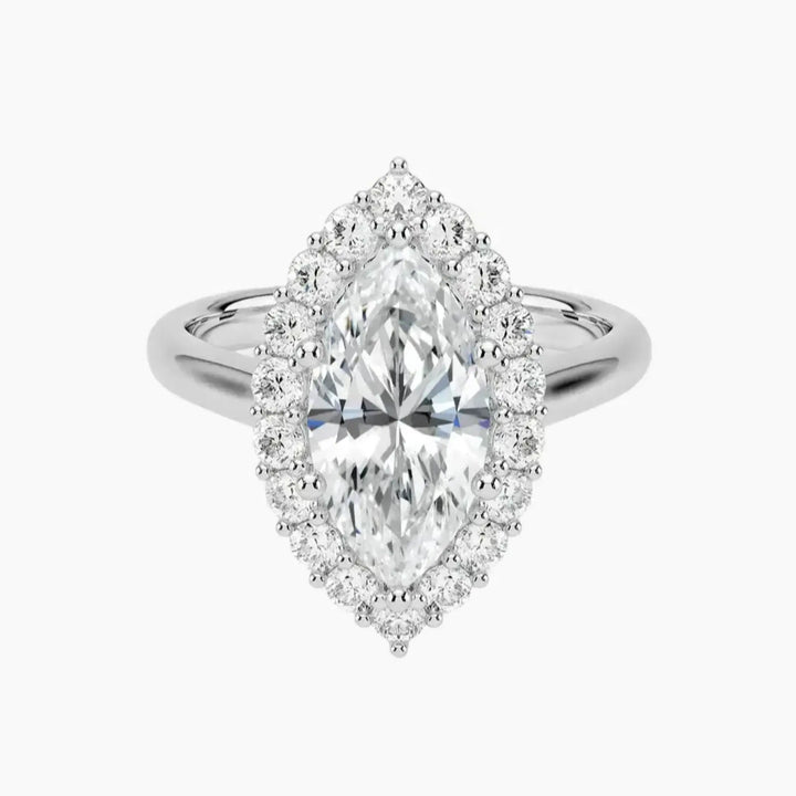 Fiora Marquise Designer 1 Carat Lab Grown Diamond Engagement Ring in 18K White Gold