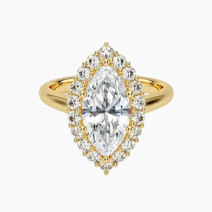 Fiora Marquise Designer 2.5 Carat Lab Grown Diamond Engagement Ring in 18K Yellow Gold